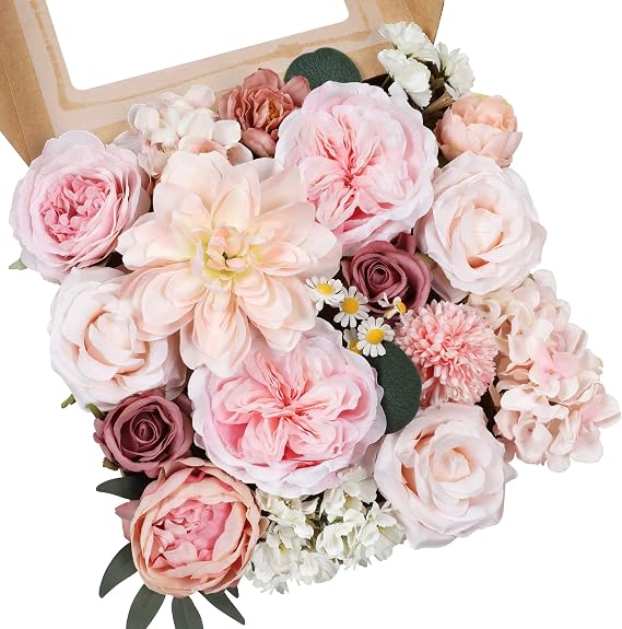 AmyHomie Artificial Flowers Combo, Silk Rose w/Stem for Wedding Home Decor