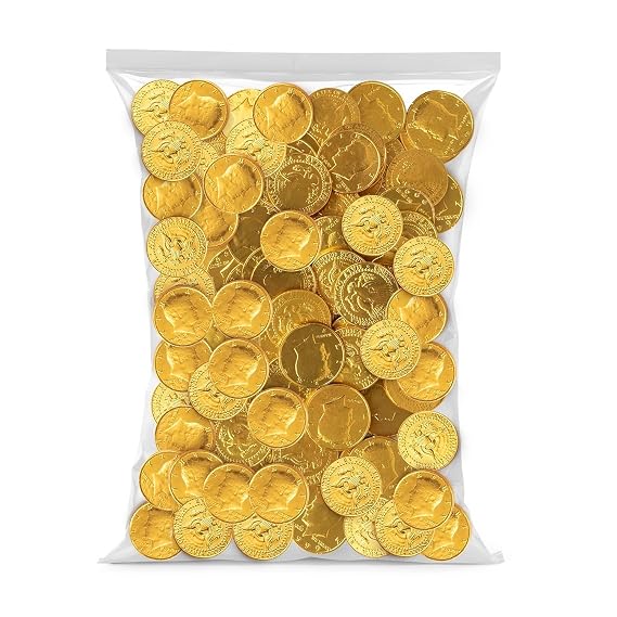 The Snackery, Large Kennedy Half Dollar Gold Foil Coins, 360 Pieces Individually Wrapped, Milk Chocolatey Coins (4 lb)