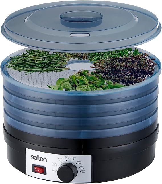 Salton Electric Food Dehydrator for Fruit and Jerky With Adjustable Temperature Control, Black