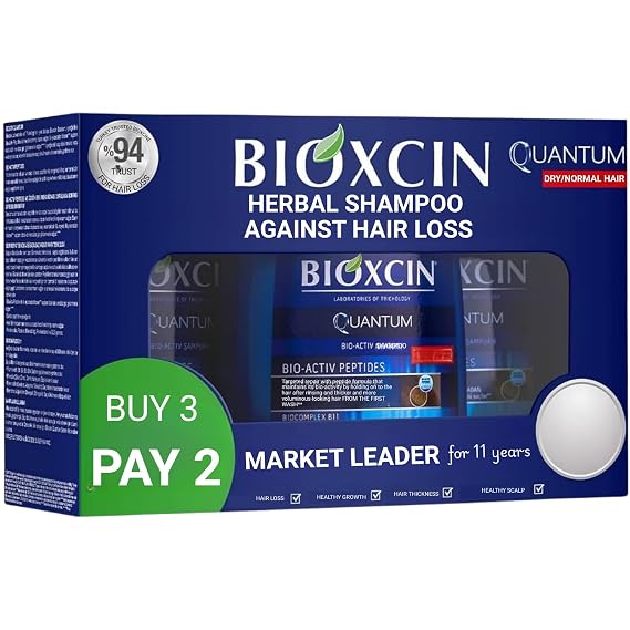Bioxcin Haircare Shampoo for Oily, Dry and Normal Hair, 3 x 300 mL Bottles, Promotes Hair Growth and Regrowth