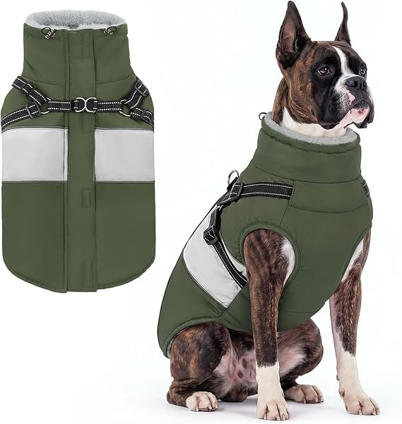 AOFITEE Dog Coat Warm Dog Jacket with Harness Built in Pet Puffer Jacket XS