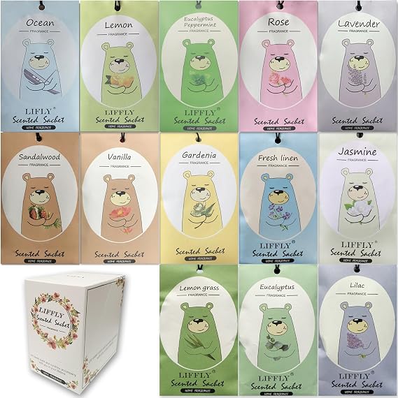 14 Packs Scented Sachets Bags for Drawers and Closets 13 Scents Gift Box