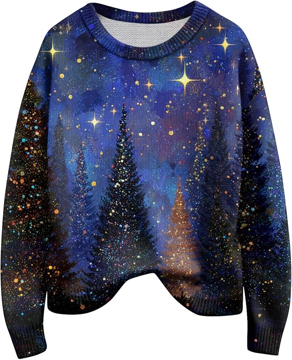 XIAXOGOOL Ugly Christmas Sweaters for Women 2025 Cute Xmas Sweater Funny Merry Christmas Knit Sweatshirts Santa Holiday Shirt