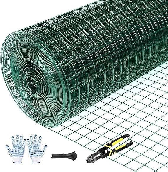 Tongmo Hardware Cloth, Chicken Wire Fencing, 19 Gauge Galvanized Wire & 1"x1" Mesh Size Welded Wire Roll Garden Fence, Poultry Netting for Rabbit/Duck/Chicken Coop (16" x 100')