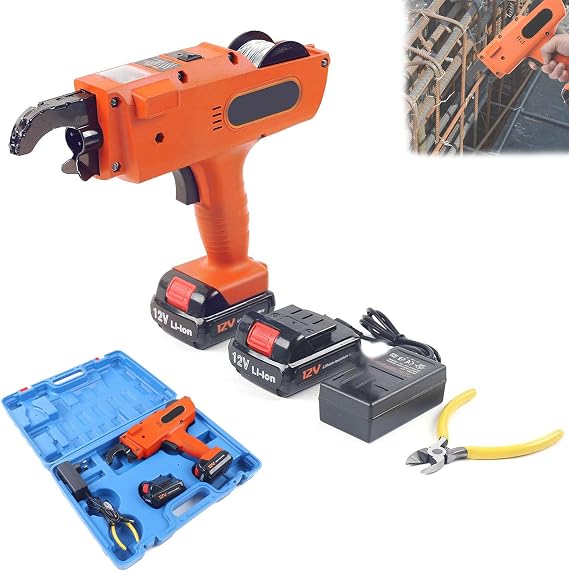 Automatic Rebar Tying Machine,Handheld Rebar Tier Gun, 8-34mm Steel Bar Rod Tying Binding Tool,with 2*Batteries,for Building Market Steel Bar