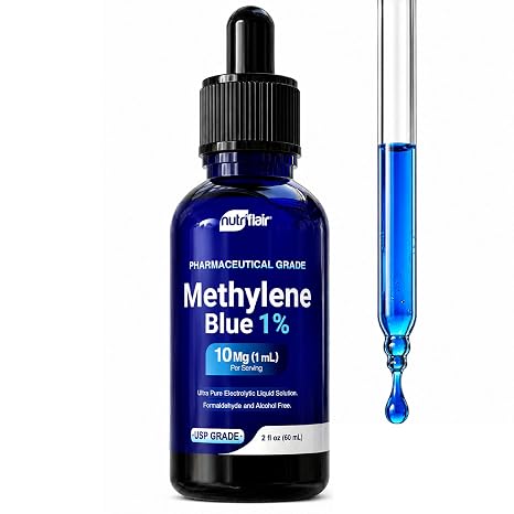 Methylene Blue 1% Solution USP Grade 2 fl oz Glass Dropper, Non-GMO