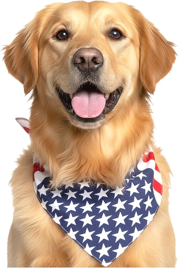 American Flag Dog Bandana 4th of July Bandana for Dogs | 4th of July Dog Clothes Patriotic Pet USA American Flag Bandanna - One Standard Size