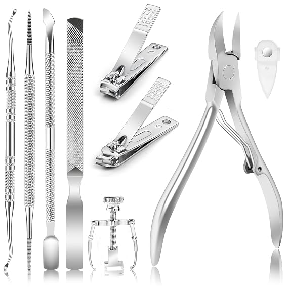Ingrown Toenail Tool Ingrown Toenaill Clippers (9PCS), Professional Toe Nail Clipper Set for Ingrown & Thick Nail, Stainless Steel Ingrown Toenail Kit