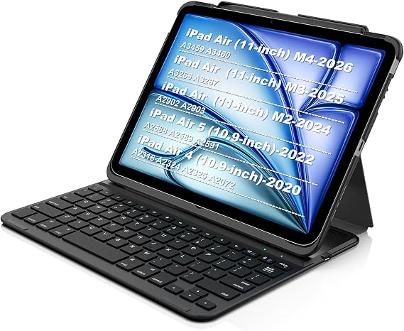 Arteck iPad Air 11-inch/Air 5th 4th Generation Keyboard Case, Bluetooth Keyboard with Folio Full Protection Case for Apple iPad Air 11 M4/M3/M2 (2026/2025/2024), Air 5/Air 4