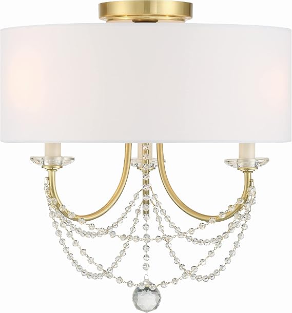 Crystorama Delilah 3 Light Aged Brass Semi Flush Mount