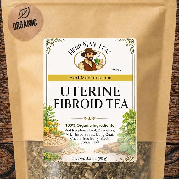 FIBROID TEA Organic Herbal Blend for Hormonal Balance & Uterine Tissue Health with Red Raspberry Leaf, Dong Quai & Chaste Tree Berry Premium Tea by Master Herbalist Khabir Non-GMO, No Additives