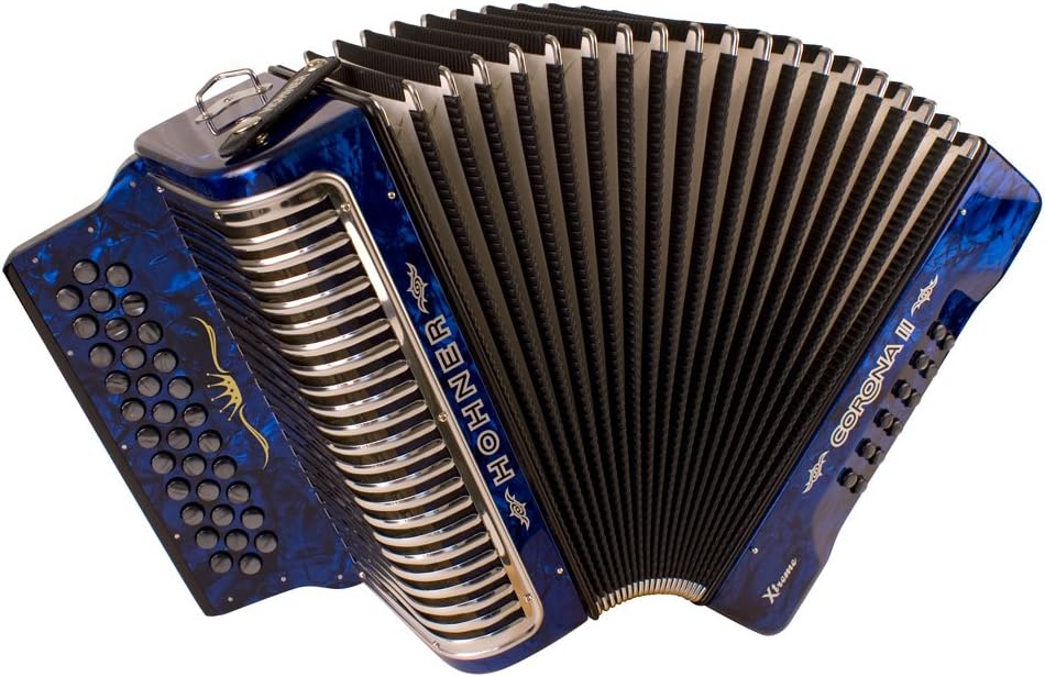Hohner Corona Xtreme II Accordion, 34 Button, EAD, Dark Pearl Blue
