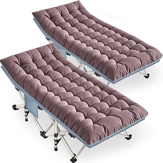 79" L x 32" W x 18" H Camping Cot 2 Pack XXL Camping Bed with Comfortable Mattress Extra Large Sleeping cots for Adults Portable Cots Include Carry Bag Easy to Set Up Indoor Outdoor Office Nap