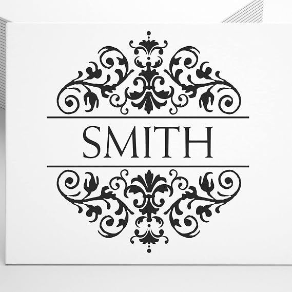 Royal Weiss Name Stamper Self Inking, Fancy Flourish, Ornate Design, New Home Gift, Round Design, 1-5/8" Imprint Size, Press and Print Stamping, Custom Made