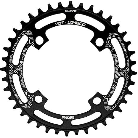 Round Chainring 104BCD 40T 42T 44T 46T 48T 50T 52T Narrow Wide Chainring for 7 8 9 10 11 12 Speed Chains (Round Black, 40T)