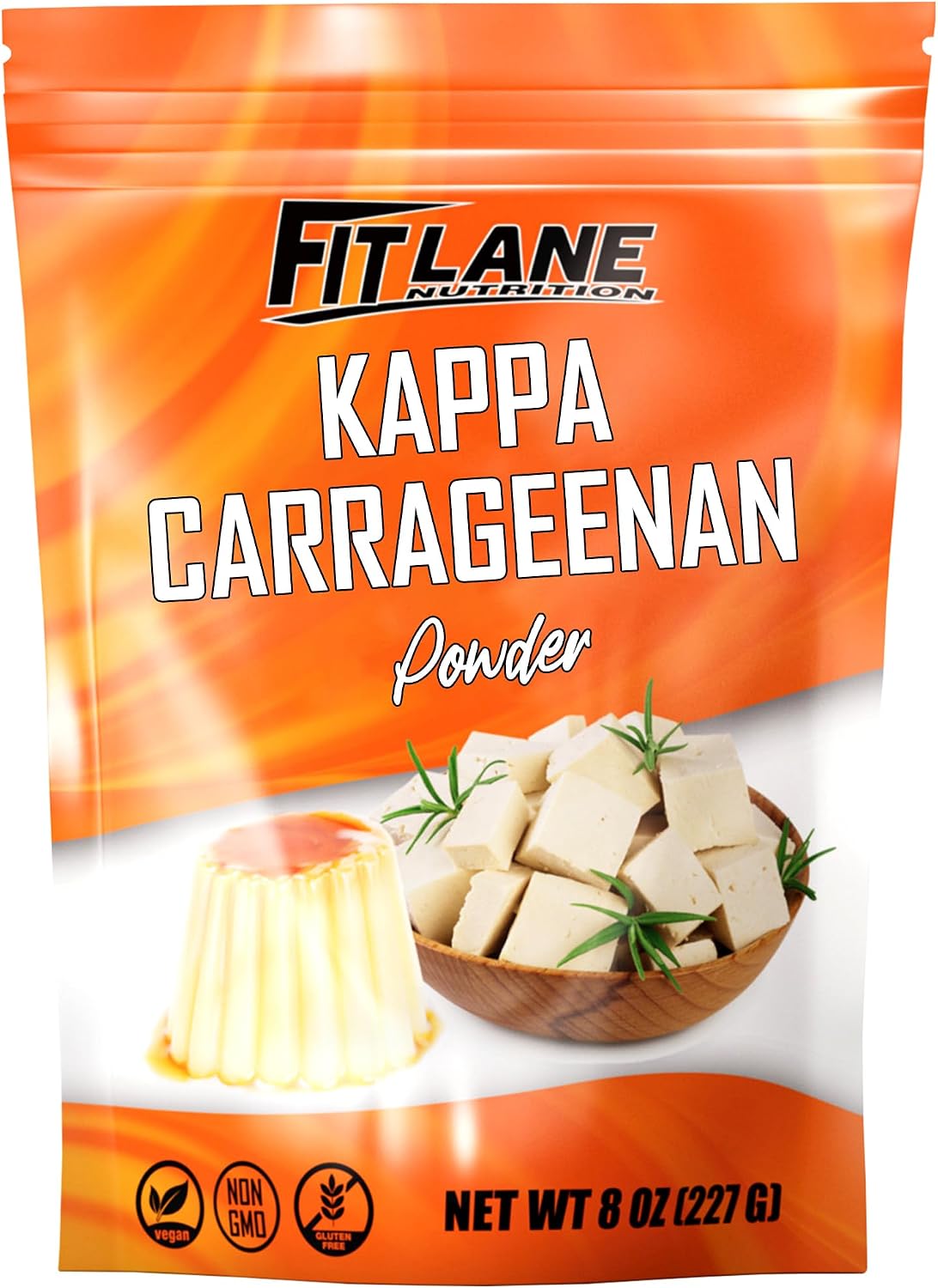 Kappa Carrageenan Powder 8 oz - For Vegan Mozzarella Cheese - Non-GMO - Refined Food Grade - For Marbling - Natural Vegetarian Thickener for Cooking and Desserts - By Fit Lane Nutrition