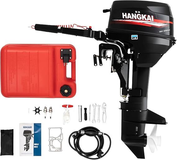 12 HP 2 Stroke Outboard Boat Motors, 169CC Heavy Duty Marine Engine with Water Cooling & CDI Ignition, Gas Powered Short Shaft Outboard Fishing Engine for Inflatable and Iron Boats