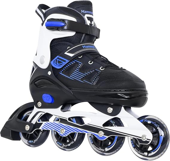 MammyGol Adult Inline Skates for Men Women, Blades Roller with Carbon Steel Bearings, TPR Brake, 3D Mesh, EVA Lining, PVC Upper | Adjustable Size Better Fit for Beginner Skating