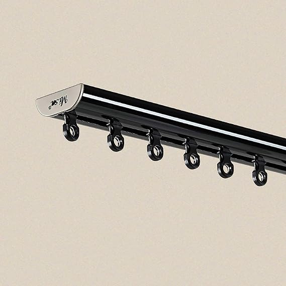 Curtain rods no Drilling Adhesive Curtain Rod Heavy-Duty Curtains Rails Self Adhesive Ceiling Curtain Track for Privacy in Open Rooms for Shower Bay Window RV Room Divider(Black,1.2m(3.9ft))