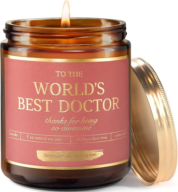Doctor Gifts for Women - Lavender Vanilla Soy Wax Candle | Doctor Appreciation Gifts for Women for Christmas, Retirement | Thank You Present from Patients - Gift Idea for Surgeons, OBGYN, Radiologist