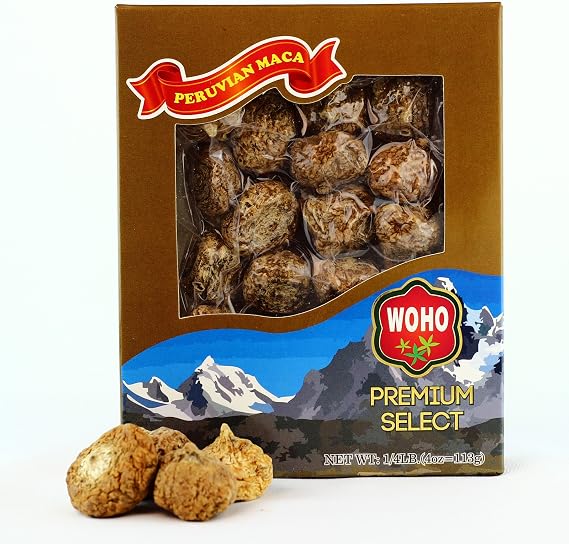WOHO Dry Raw Maca Root (Peruvian Ginseng) Large 4 oz - Vacuumed Gift Pack
