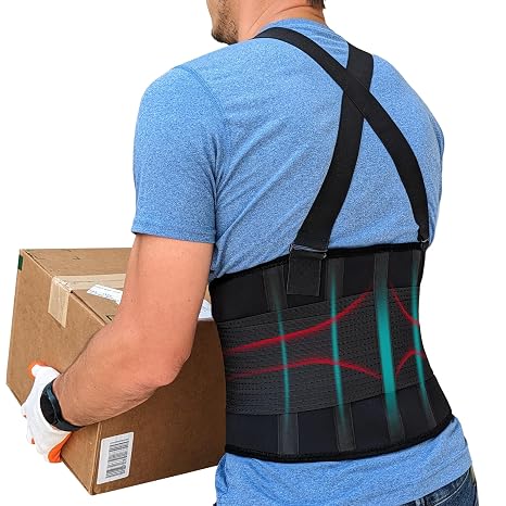Lower Back Brace with Suspenders, Heavy Lifting Lumbar Support, M