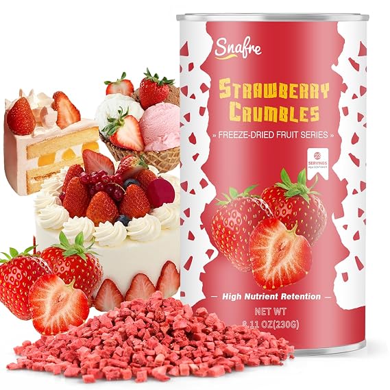 Freeze Dried Strawberries Pieces, Frozen Strawberries, 230G/8.11OZ Frozen Fruit, Freeze Dried Fruit, 100% Natural for Beverages, Yogurt, Salad, Smoothie and Baking