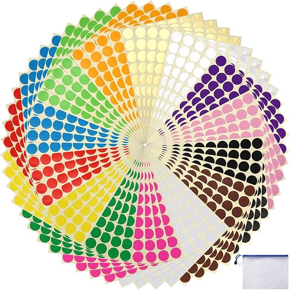 JANYUN 3920 Pcs 3/4" Color Dot Stickers,Colored Coding Labels Circle Dots 14 Assorted Colors 0.75 Inch Colored Round Labels Stickers Dot with Zipper File Pocket for Office Classroom Student | 14 Assorted Colors 0.75 Inch Round Labels Stickers Dots with Zipper File Pocket for Office Classroom Student Organizing