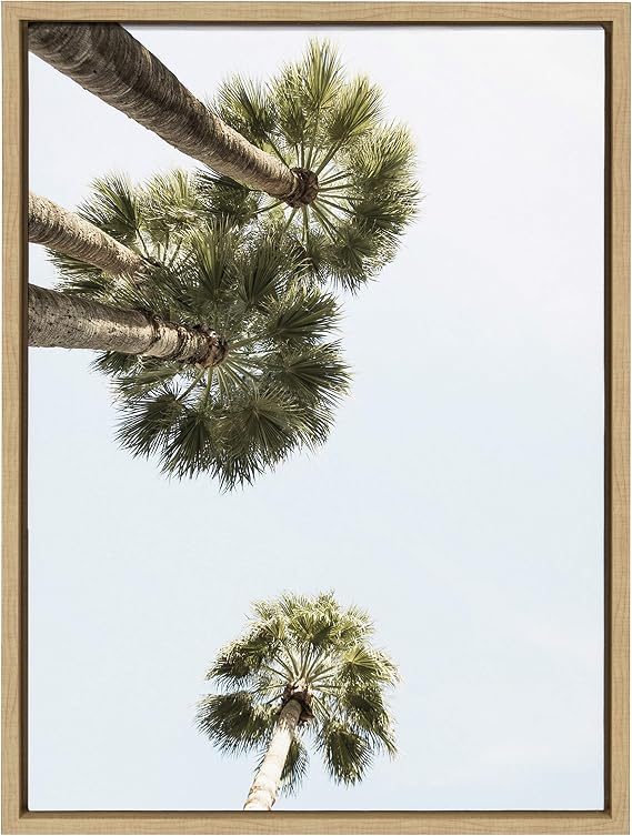 DesignOvation Sylvie Palm Trees Above Canvas Wall Art By Shawn St. Peter, 18x24 Natural, Beach Inspired Coastal Home Decor