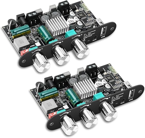 Daakro 2PCS ZK-1001U Mono Bluetooth Amplifier Board w/TWS, 100W Peak Power Home Audio Amplifier Board,Wide Voltage Input 9-24V,Supports USB/AUX/Bluetooth Input for DIY Wireless Speaker