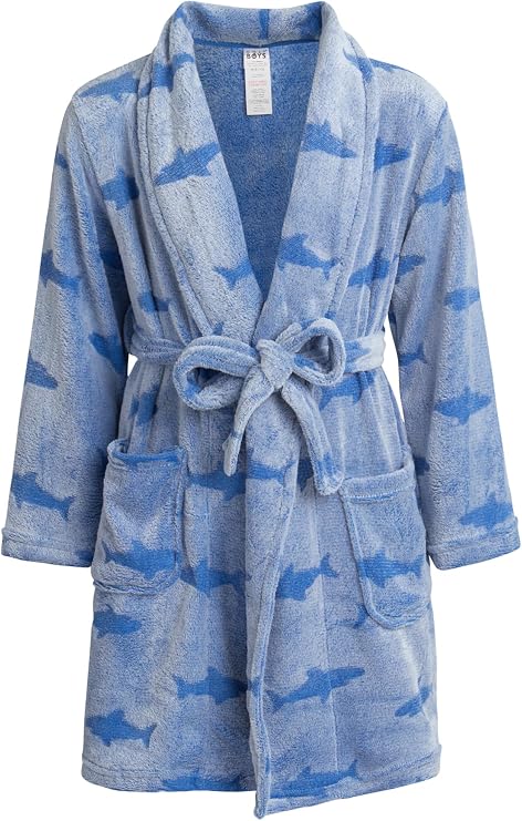 Rene Rofe Boys Robe Fuzzy Plush Fleece Collared with Pockets