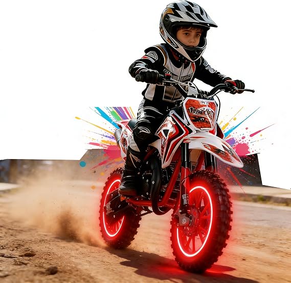 50cc 2-Stroke Gas Powered Kids Dirt Bike, Mini Off-Road Motorcycle Dirtbikes Motorbike with Front & Rear Disc Brakes, Shock Absorption, Soft Seat, Off-Road Tires, Max 40KM/H, Support 330IBS Red