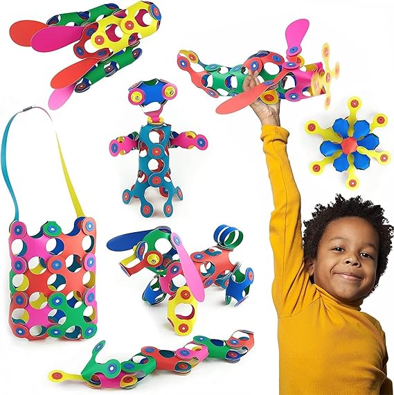 Clixo Rainbow Pack, Flexible Magnetic Building Toys for Kids (42 Pc, 4+)