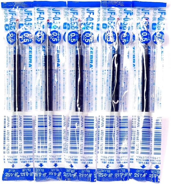 Zebra 0.5mm Blue Ink Refill (JF-0.5), for Zebra Sarasa Clip 0.5 Gel Ballpoint Pen(JJ15-BL), 5 Pack/total 5 pcs (Japan Import) [Komainu-Dou Original Package]