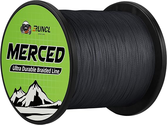 RUNCL Braided Fishing Line Merced, 1000 500 300 Yards Braided Line 4 8 Strands, 6-200LB - Proprietary Weaving Tech, Thin-Coating Tech, Stronger Smoother for Freshwater Saltwater