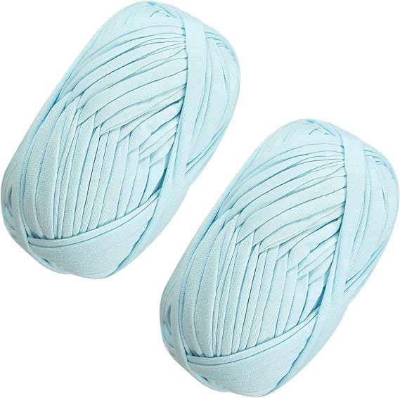 2 PCS T-Shirt Yarn, Elastic Crochet Yarn for DIY Bags, Aqua Blue