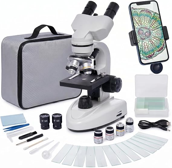 Binocular Microscope for Adults & Students, 5000X Microscope for STEM Gifts