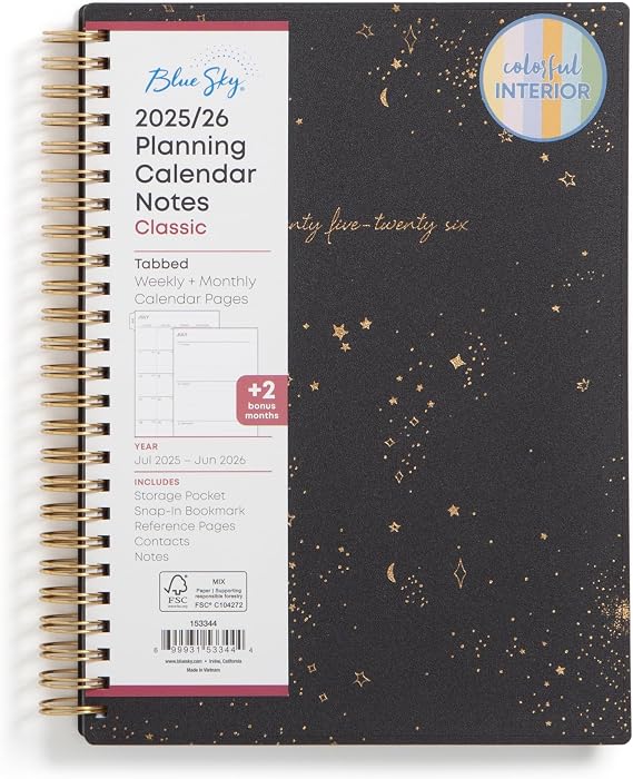 Blue Sky 2025-2026 Weekly & Monthly Academic Planner, 5.8"x8.6", Gemini