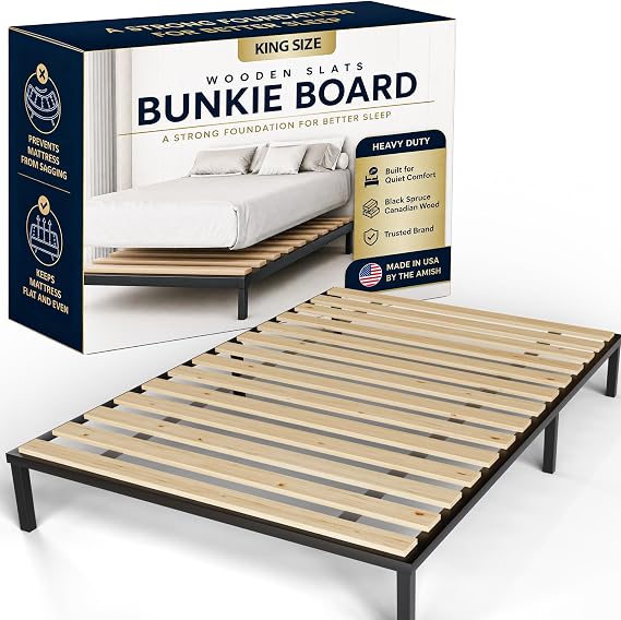 Treaton, King Size Bunkie Board Heavy Duty Horizontal Bed Slats & Wooden Support Board for Sagging, Under Bed-Support, Box Spring Alternative, Platform Bed and Replacement