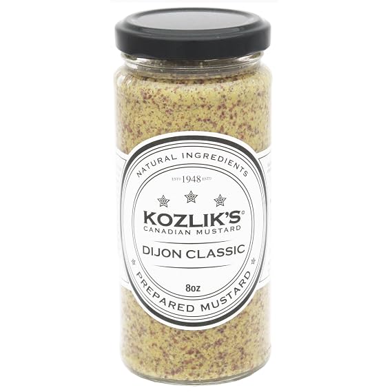 Kozliks Dijon Classique Hot Brown Yellow Natural Gluten Free Non-GMO Mustard, 8.5oz Jar (Pack of 3 Jars)