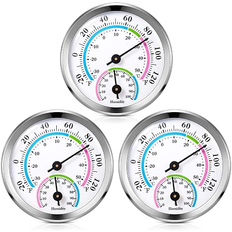 Weewooday 3 Pcs Indoor Outdoor 2 in 1 Mini Thermometer Silver,2.2 Inch