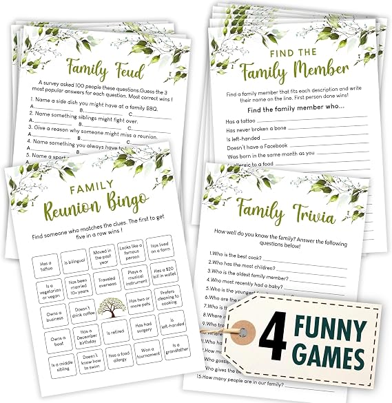 WOODAMORE Family Reunion Games and Activities - Family Feud Game Cards, Trivia Games for Family, How Well Do You Know Your Family Bingo Game