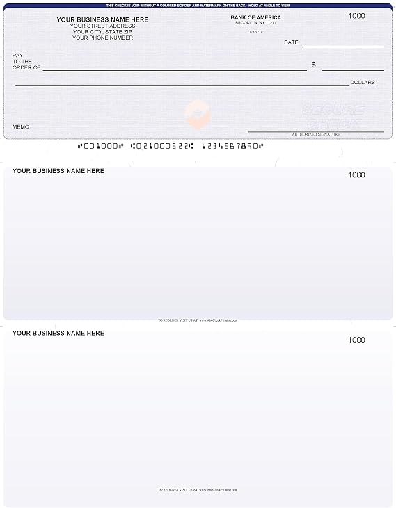 ABC Computer Voucher Checks Compatible w/Quick Books Check on Top, Blue Linen (1000 Sheets)