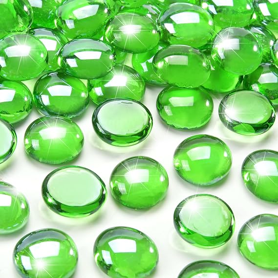 10 Pounds Emerald Green Fire Glass Beads 3/4 Inch Firglass