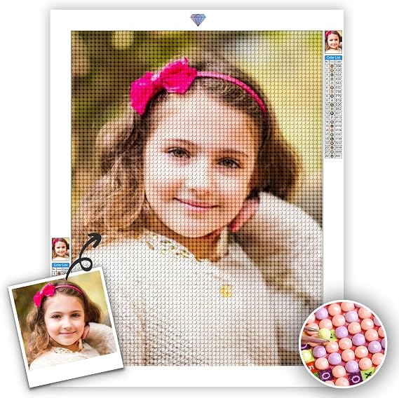 UM UPMALL Custom 5D Diamond Art Painting Kit Full Drill - DIY Diamond Art with Photo and Text, Custom Your Own Picture - Personalized Gifts for Kids, Home Wall Decor 11.8x11.8in/30X30cm