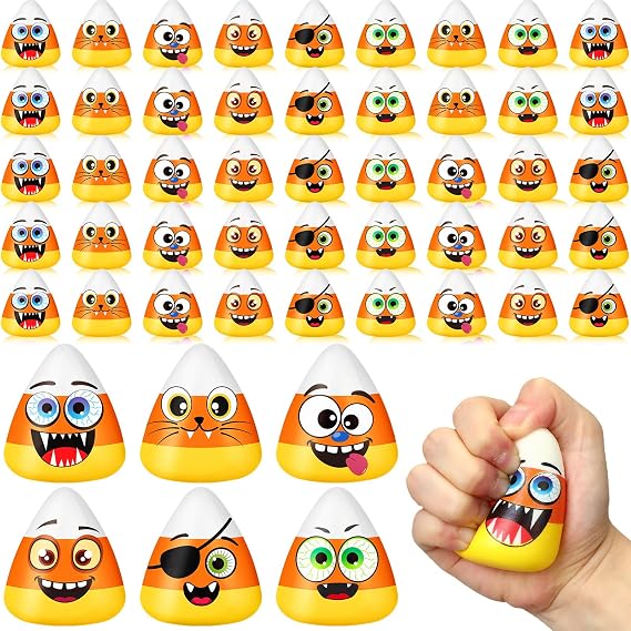 Meooeck 24 Pcs Halloween Party Favors Mini Candy Corn Stress Relief Toys