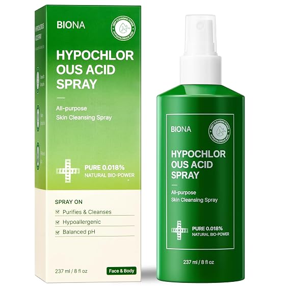 Pure Hypochlorous Acid Spray 0.018%, pH-Balanced for Face & Skin, 8oz