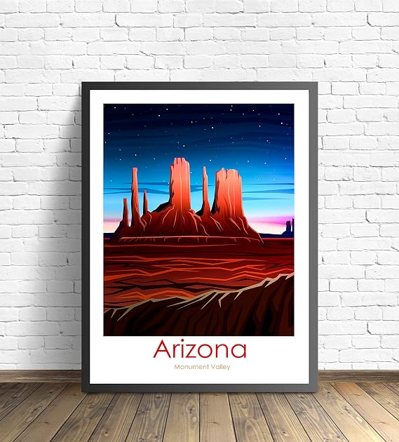 Monument Valley Print | Arizona Poster | Travel Poster Mid Century Modern Art Posters & Prints