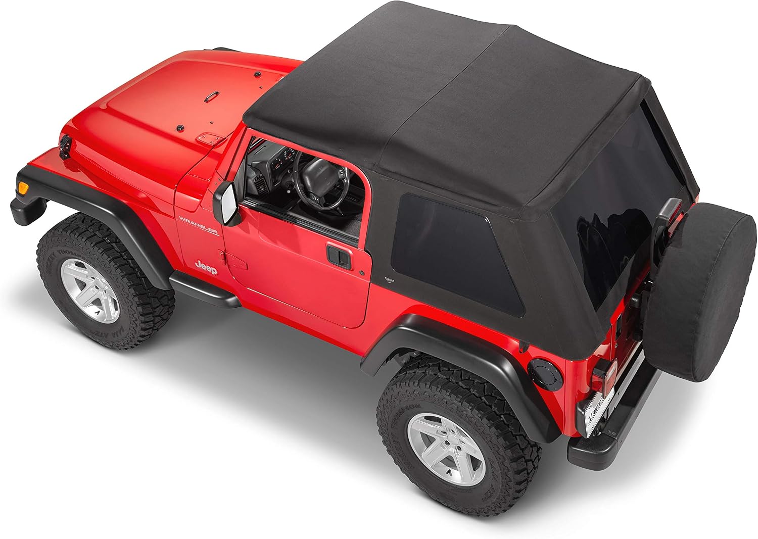 MasterTop SkyMaster Complete Fastback Soft Top in Black Twill|Works or is compatible with 1997-2006 Jeep TJ Wrangler|Includes all hardware and Fabric for a complete install|15501324