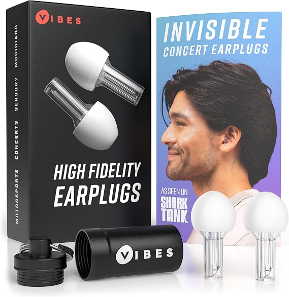 VIBES High Fidelity Concert Ear Plugs Reusable Noise Reducing Ear Plugs for Concerts, Musicians, Raves, and Live Events Comfortable Hearing Protection for Loud Environments